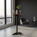 Ver imagem 2 de Mesa Bistrô Rendonda Alta Torneada em Madeira Maciça Preta com Natural Acetinado