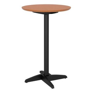 Mesa Bistrô Rendonda Alta Torneada em Madeira Maciça Preta com Natural Acetinado