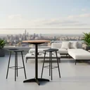 Ver imagem 4 de Mesa Bistrô Rendonda Alta Torneada em Madeira Maciça Preta com Natural Acetinado