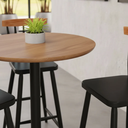 Ver imagem 6 de Mesa Bistrô Rendonda Alta Torneada em Madeira Maciça Preta com Natural Acetinado