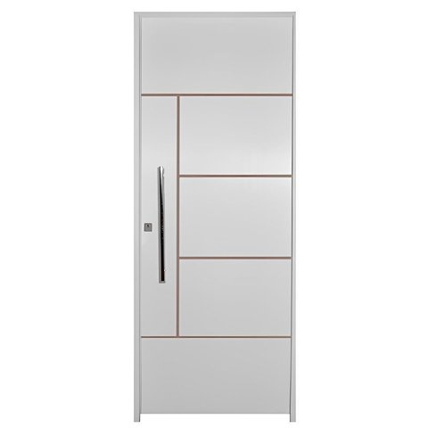 Porta de Madeira Semi-oca Primer Atenas Frisada Bat11 Cm Eco Fech Rolete e Pux-210ax92l Lado Direito