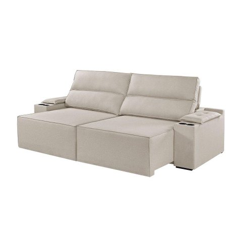 Sofá 3 Lugares Retrátil e Reclinável M-180 Martins Veludo Creme