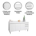 Ver imagem 5 de Kit Balcão 4 Portas e Armário Aéreo 160 Cm Laila Branco
