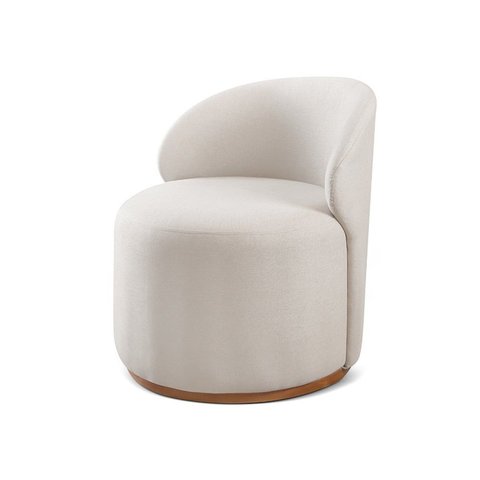 Poltrona Curva Moderna Design Arredondado Em Linho Brenda Yescasa Bege Nude