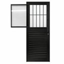 Ver imagem 2 de Porta de Giro Alumínio Preto Social c/Grade Veneziana 2V Maxx - 210x90 - Esquerda
