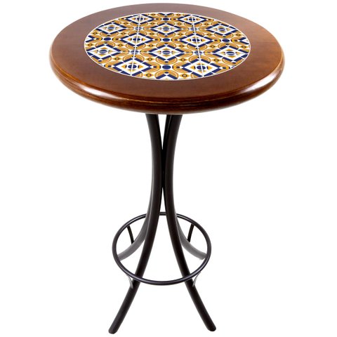 Mesa Madeira Azulejo 60cm - Bistrô Fixa 98cm - Natural - Anos Dourados