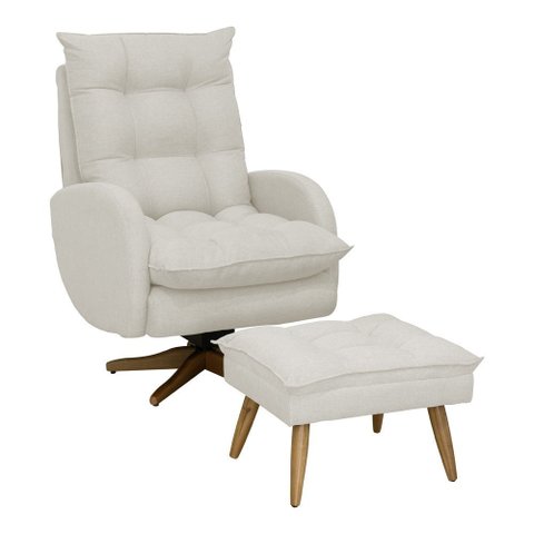 Poltrona de Amamentação Clarice Giro Balanço Bebê Completo: Boucle Natural