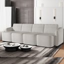 Ver imagem 2 de Sofá Cama para Sala de Estar 5 Lugares 436cm Montserrat K01 Bouclê Creme - Lyam Decor