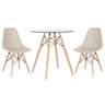 Mesa Redonda Eames com Tampo de Vidro 70 Cm 2 Cadeiras Nude - 1