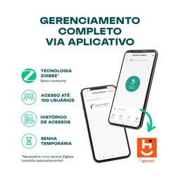 Fechadura Digital Eletrônica Inteligente com Multi Controle de Acesso Alta Segurança Zigbee Geonav - 5