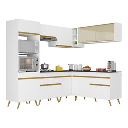 Cozinha Completa de Canto Veneza GW Multimóveis MP2064 com Armário e Balcão Branca - 3 Cozinha Completa de Canto Veneza GW Multimóveis MP2064 com Armário e Balcão Branca - 3