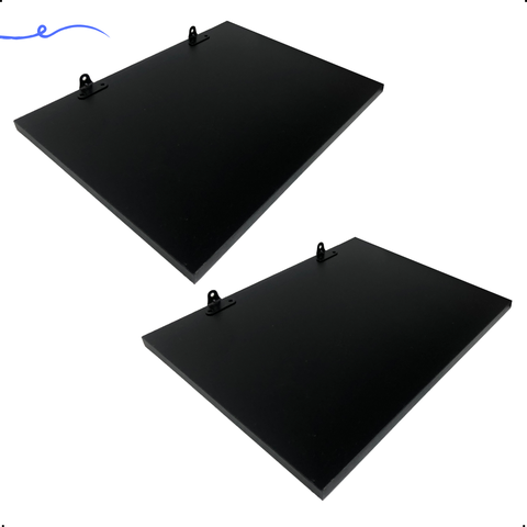 Kit 2 Prateleira Preta 40X30 + Suporte Flutuante Mdf  Organizadora Decoração Cozinha Banheiro Sala