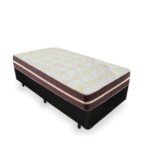 Cama Box Solteiro + Colchão de Molas Ensacadas Classic Brow Firme para 120 Kilos 88x188x60cm