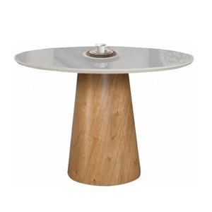 Mesa de Jantar Redonda Cone 120cm Vidro Off White