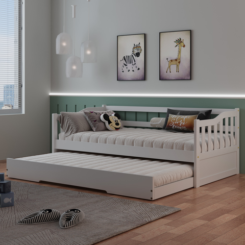 Bicama Infantil em Madeira Maciça/MDF American Branco