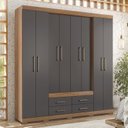 Ver imagem 1 de Guarda Roupa Casal 8 Portas 4 Gavetas Nápoles com Pés Marrom/Jatobá/Grafite