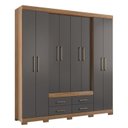 Ver imagem 4 de Guarda Roupa Casal 8 Portas 4 Gavetas Nápoles com Pés Marrom/Jatobá/Grafite