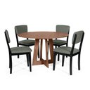 Ver imagem 1 de Mesa de Jantar Redonda Montreal Noronha com 4 Cadeiras Estofadas Ella Preto/cinza