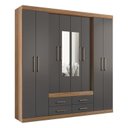 Ver imagem 4 de Guarda Roupa Casal 8 Portas 4 Gavetas Nápoles com Espelhos Marrom/Jatobá/Grafite