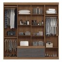 Ver imagem 3 de Guarda Roupa Casal 8 Portas 4 Gavetas Nápoles com Espelhos Marrom/Jatobá/Grafite