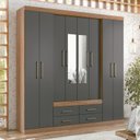 Ver imagem 1 de Guarda Roupa Casal 8 Portas 4 Gavetas Nápoles com Espelhos Marrom/Jatobá/Grafite