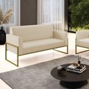 Ver imagem 7 de Sofá Namoradeira Base Industrial Alta Dourado Marisa Corino Bege D03 - D\'rossi