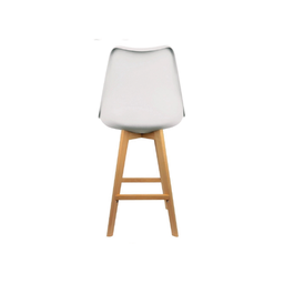 Banqueta Cozinha Alta Assento Branco Base Madeira 52x47 5x111cm Bering - 4