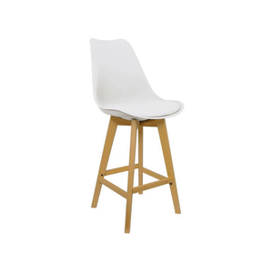 Banqueta Cozinha Alta Assento Branco Base Madeira 52x47 5x111cm Bering