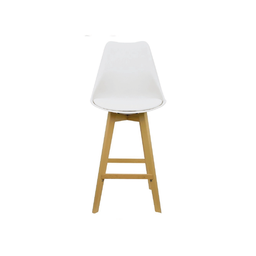 Banqueta Cozinha Alta Assento Branco Base Madeira 52x47 5x111cm Bering - 2