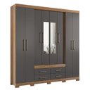Ver imagem 4 de Guarda Roupa Casal 8 Portas 4 Gavetas Nápoles com Espelhos e Pés Marrom/Jatobá/Grafite