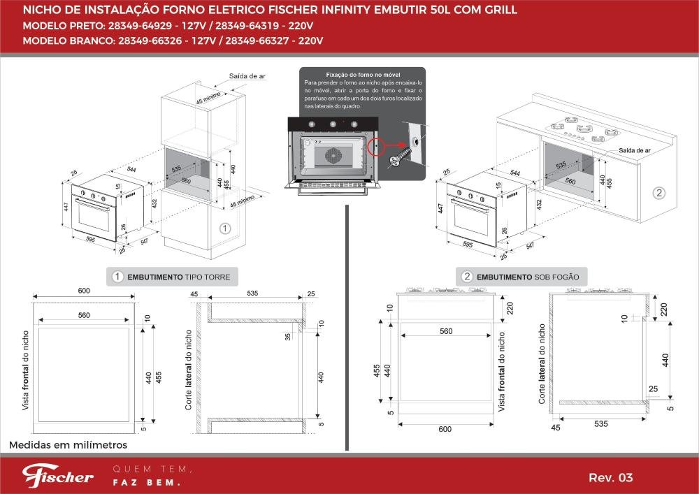 Forno Elétrico Fischer Infinity Embutir 50l com Turbo Convection 220v - 5