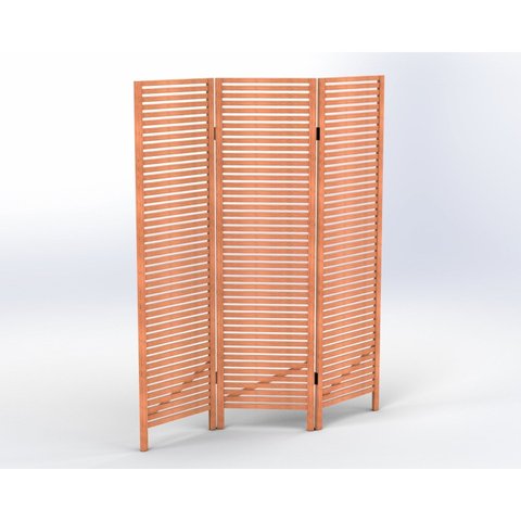 Biombo Ripado Oliver 3 Folhas em Madeira Maciça