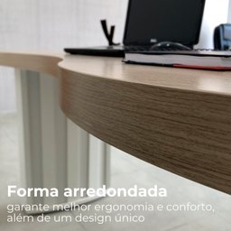 Mesa Para Escritório 200cm Curvas Orgânicas Tampo Tamburato Diretor  - 8