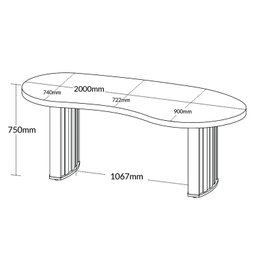 Mesa Para Escritório 200cm Curvas Orgânicas Tampo Tamburato Diretor  - 4