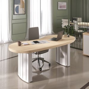 Mesa Para Escritório 200cm Curvas Orgânicas Tampo Tamburato Diretor 