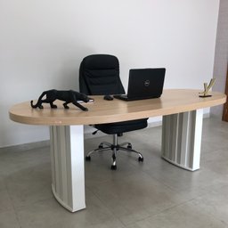 Mesa Para Escritório 200cm Curvas Orgânicas Tampo Tamburato Diretor  - 7
