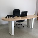 Ver imagem 7 de Escrivaninha Mesa Escritório 200cm Curvas Orgânicas Tampo Tamburato Diretor