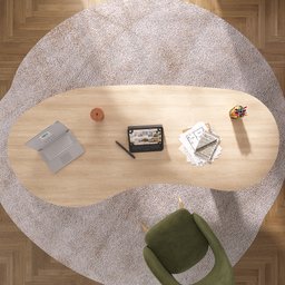 Mesa Para Escritório 200cm Curvas Orgânicas Tampo Tamburato Diretor  - 18