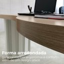 Ver mais imagens de Escrivaninha Mesa Escritório Curvas Orgânicas 200cm Tampo Tamburato Diretor Carvalho e Branco Artany