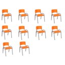 Ver imagem 2 de Kit 10 Cadeira Iso Infantil Creche, Escola Base Cinza Laranja
