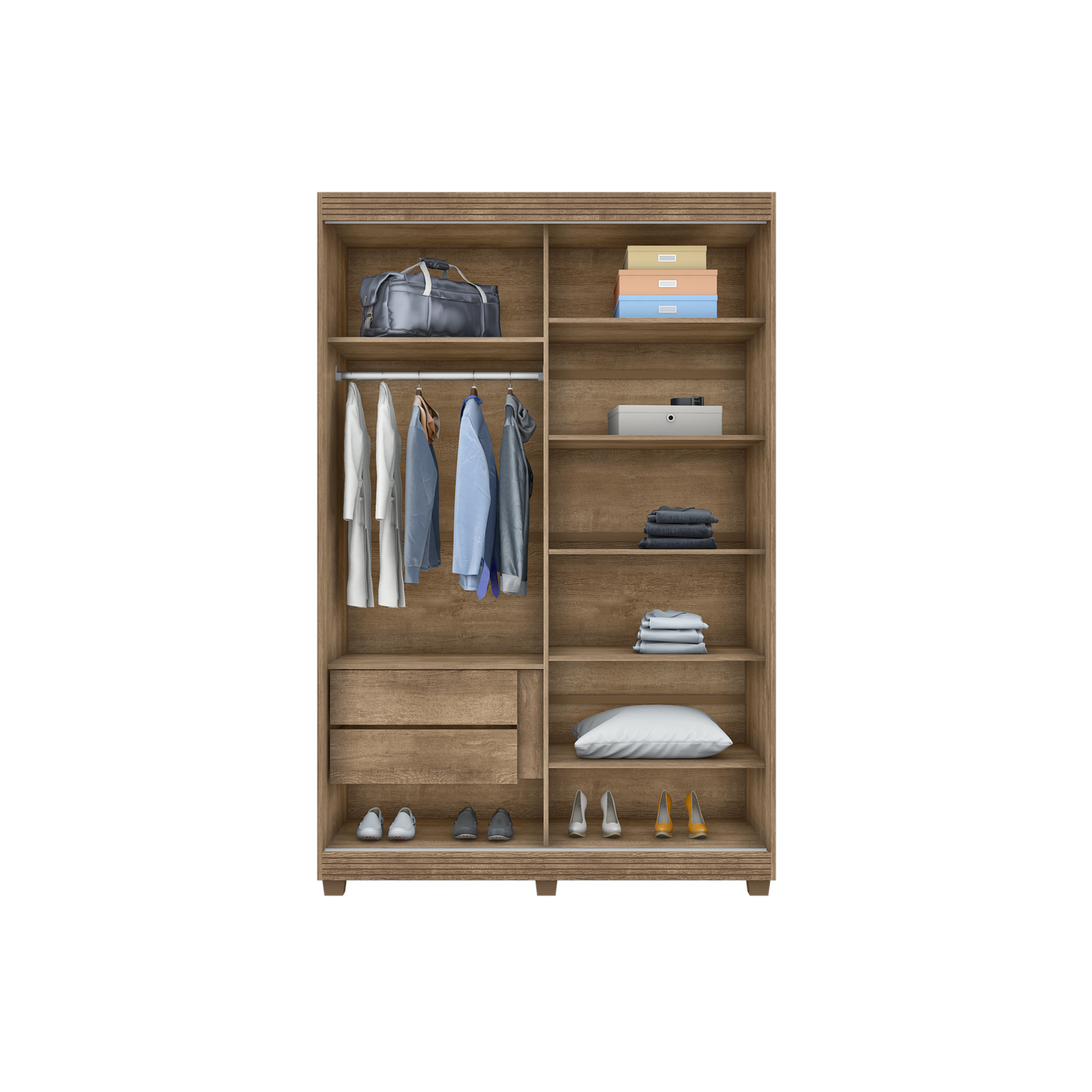 Guarda Roupa Flex 2 Portas de Correr 2 Gavetas Nantes - Lanza:noce