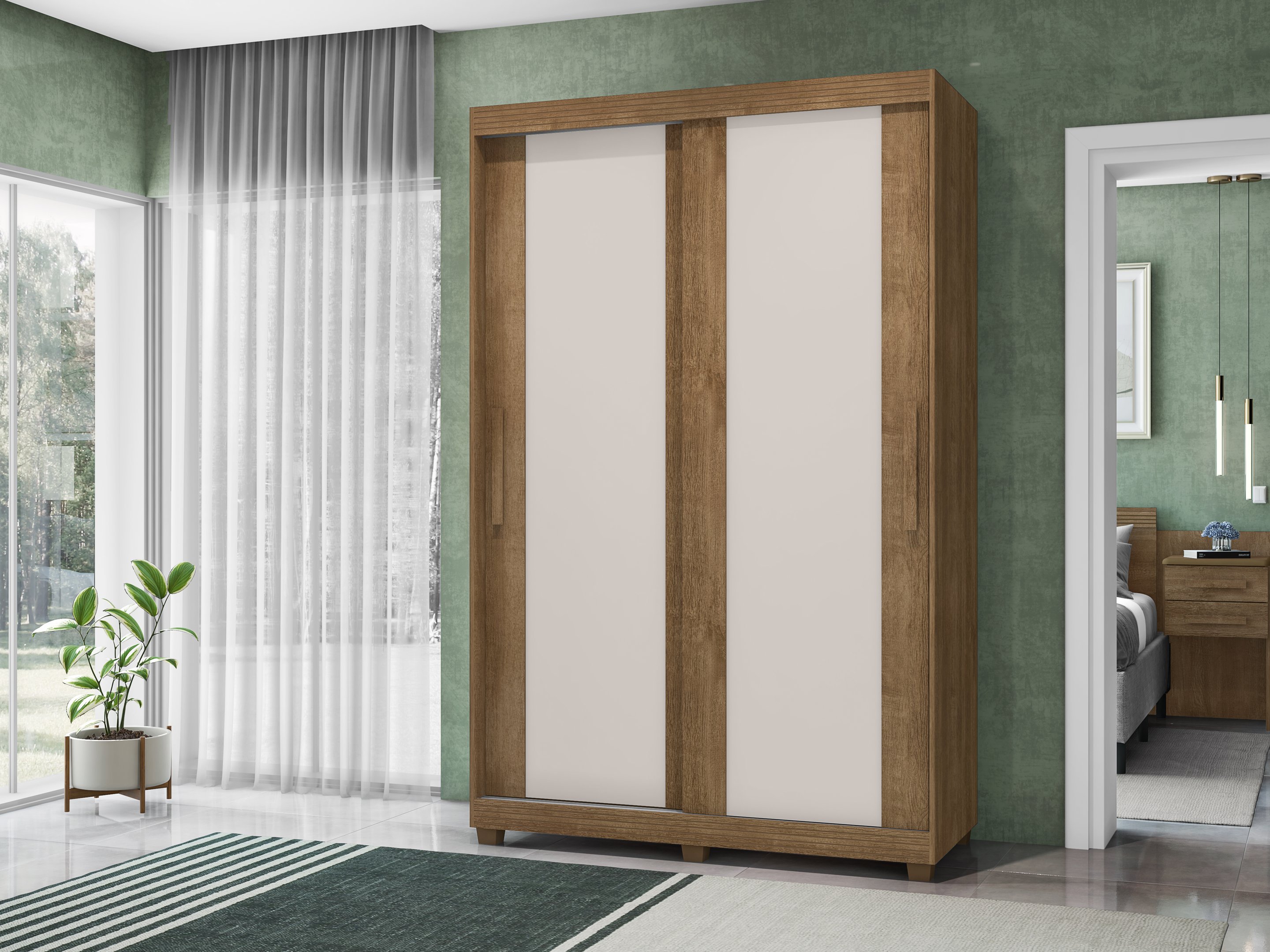 Guarda Roupa Flex 2 Portas de Correr 2 Gavetas Nantes - Lanza:noce