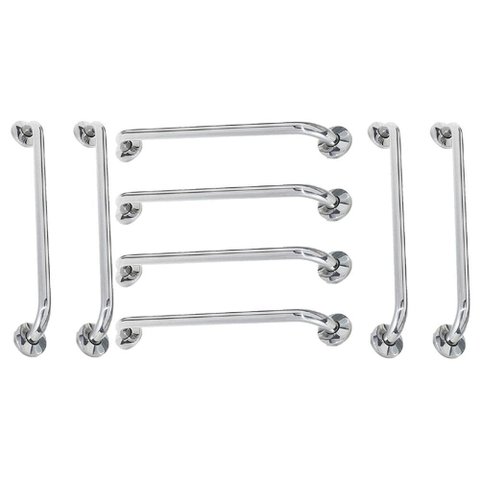 Alça Apoio 60cm Barra Inox Kit 8 Unidades Banheiro Idoso Acessibilidade Suporte Box Corrimao