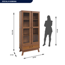 Ver imagem 3 de Cristaleira Madeira Maciça Pinus com HDF Porta de Vidro Retrô Roma