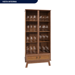 Cristaleira Roma Pinus com HDF Porta de Vidro Retrô - 5