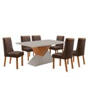 Ver imagem 2 de Mesa de Jantar Aster 180cm Tampo MDF Vidro Canto Copo com 6 Cadeiras Carolina