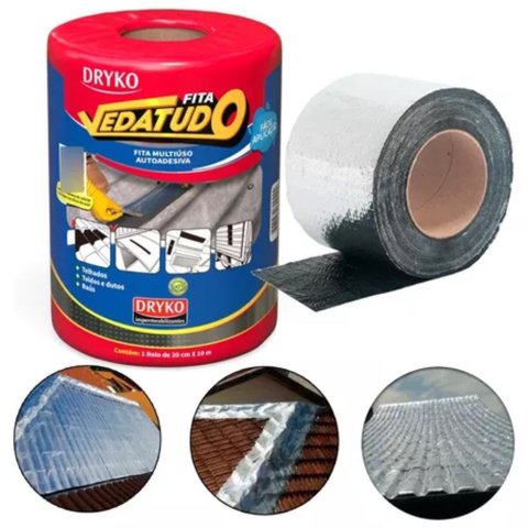 Manta Asfáltica Fita Autoadesiva Vedatudo 20cm X 10m - Dryko