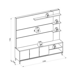 Estante Home para Tv 70 Polegadas Napoli Linea Brasil - 6