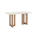 Ver imagem 6 de Conjunto Sala de Jantar Mesa Canto Arredondado com Vidro 6 Cadeiras Yara Off White/Nature/Linho