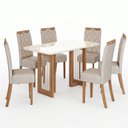 Ver imagem 2 de Conjunto Sala de Jantar Mesa Canto Arredondado com Vidro 6 Cadeiras Yara Off White/Nature/Linho